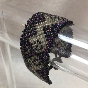 Boho Woven Seed bead Jewel tone bracelet